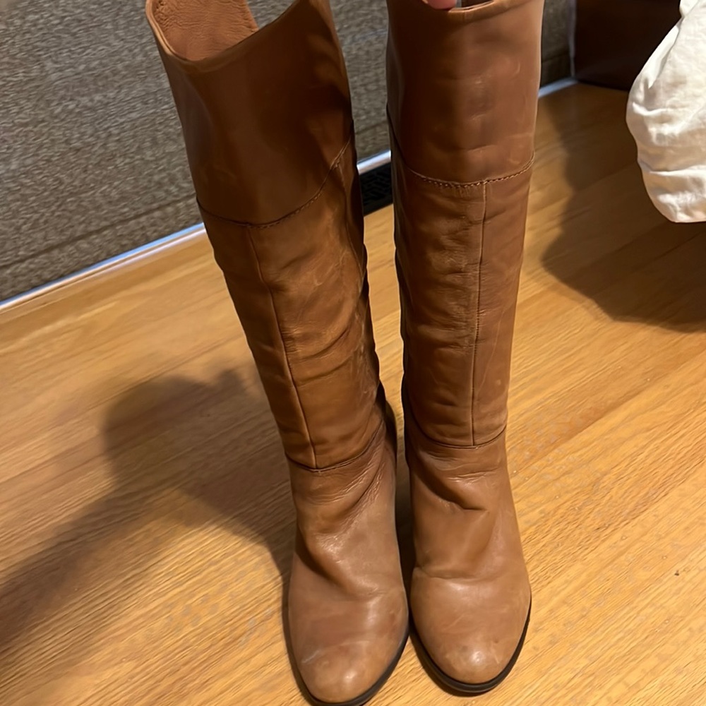 Steven by Steve Madden brown cognac wedge boots. Women’s size 7.5